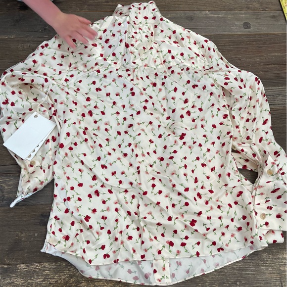 KHAITE Women's Floral Print Attached Scarf Blouse Size 2 - Picture 10 of 12